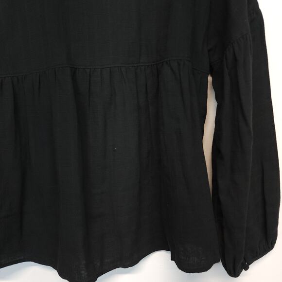 Madewell Pleated Monterey Top Size S Black Lightweight Knit Flowy 100% Cotton - Picture 12 of 16